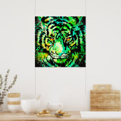 Green Tiger Head - Big Cat Tiger Plakat (Küche)