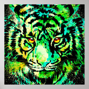 Green Tiger Head - Big Cat Tiger Plakat
