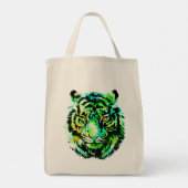 Green Tiger Head - Tiger Tote Bag Tragetasche (Rückseite)