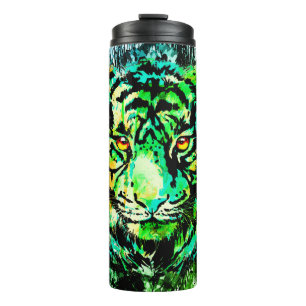 Green Tiger Head Tiger Zeichnend Thermaltumbler Thermosbecher