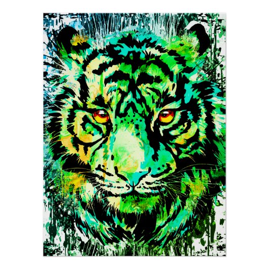Green Tiger Poster Print - Green Tiger Zeichnend (Vorderseite)