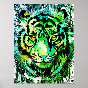 Green Tiger Poster Print - Green Tiger Zeichnend