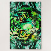 Green Tiger Puzzle - farbenfrohe Tiger Jigsaw Puzz (Vertikal)