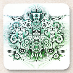 Green Tint für Tribal Design Getränkeuntersetzer