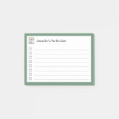 Green To Do-List mit Zwischenablage und Pen Post-it Klebezettel (Vorderseite)