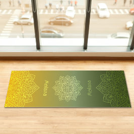 Green To Yellow Gradient Mandala With Name Yogamatte