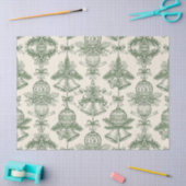 Green Toile Christmas Bells & Ornaments Pattern Seidenpapier (Basteln)