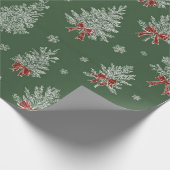 Green Toile Christmas Tree Pattern Geschenkpapier (Ecke)