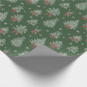 Green Toile Christmas Tree Pattern Geschenkpapier (Ecke)