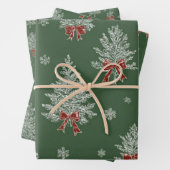 Green Toile Christmas Tree Pattern Geschenkpapier Set (Beispiel)