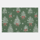 Green Toile Christmas Tree Pattern Geschenkpapier Set (Vorderseite)