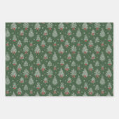 Green Toile Christmas Tree Pattern Geschenkpapier Set (Vorderseite 3)