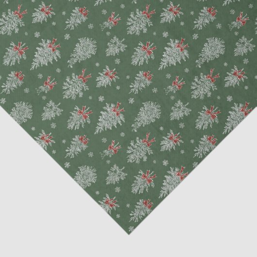 Green Toile Christmas Tree Pattern Seidenpapier (Ausschnitt)