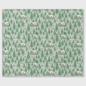 Green Toile Christmas Tree Scenery Geschenkpapier (Flach)