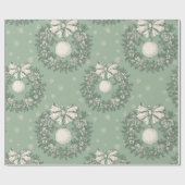 Green Toile Christmas Wreath Pattern Geschenkpapier (Flach)