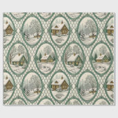 Green Toile Country Cottage Frame Lattice Pattern Geschenkpapier (Flach)