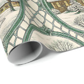 Green Toile Country Cottage Frame Lattice Pattern Geschenkpapier (Rolleneckpunkt)