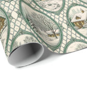 Green Toile Country Cottage Frame Lattice Pattern Geschenkpapier (Rolleneckpunkt)