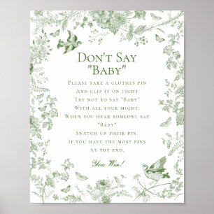 Green Toile De Jouy Dont Say Baby Showspiel Poster