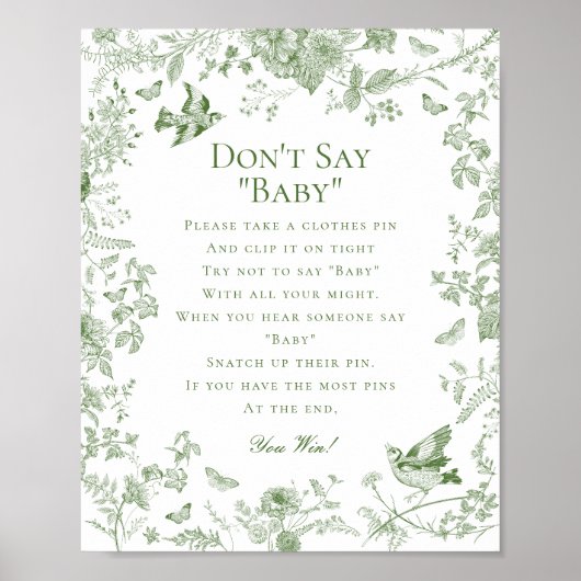 Green Toile De Jouy Dont Say Baby Showspiel Poster (Vorne)