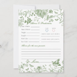 Green Toile De Jouy Floral Advice for Baby Card Einladung