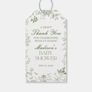Green Toile De Jouy Floral Baby Duwer Favoriten Geschenkanhänger