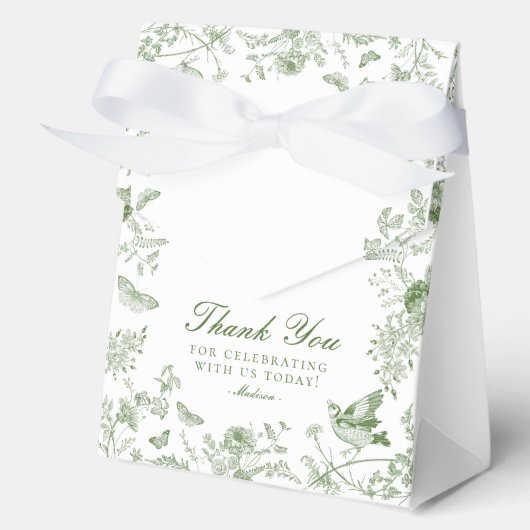 Green Toile De Jouy Floral Dessert Gevor Boxen Geschenkschachtel (Vorderseite)