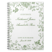 Green Toile De Jouy Floral Wedding Gästebuch Notizblock (Vorderseite)