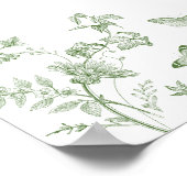 Green Toile De Jouy Floral Wedding Willkommenszeic Poster (Ecke)