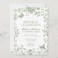 Green Toile De Jouy Vintag Floral Geburtstagsparty