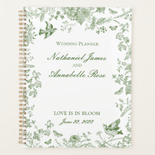 Green Toile De Jouy Vintag Floral Wedding Planer