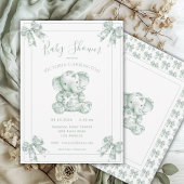 Green Toile Elephant Baby Dusche Einladung