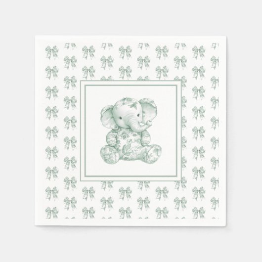 Green Toile Elephant Baby Dusche Serviette (Vorderseite)