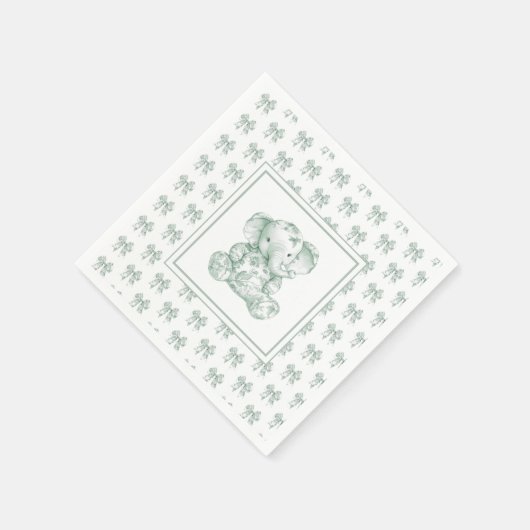 Green Toile Elephant Baby Dusche Serviette (Ecke)