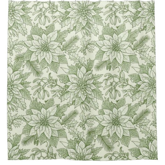 Green Toile Poinsettia Christmas Pattern (1) Duschvorhang (Vorderseite)