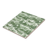 Green Toile Vintage Christmas Village Pattern Fliese (Seite)
