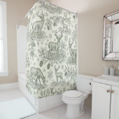 Green Toile Woodland Deer Christmas Pattern (3) Duschvorhang (Beispiel)