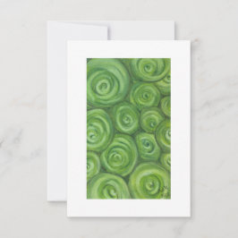 Green toned roses - hand-drawn original art. dankeskarte