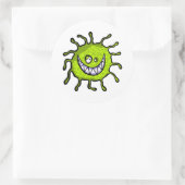 Green Toothy Bacteria Allergy Bug Runder Aufkleber (Tasche)