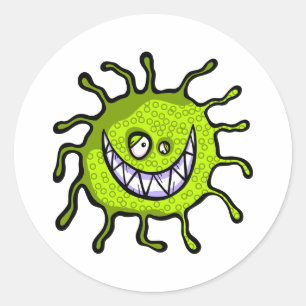 Green Toothy Bacteria Allergy Bug Runder Aufkleber