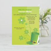 Green Top Hat-Party Einladung (Stehend Vorderseite)