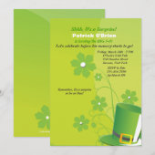 Green Top Hat-Party Einladung (Vorne/Hinten)