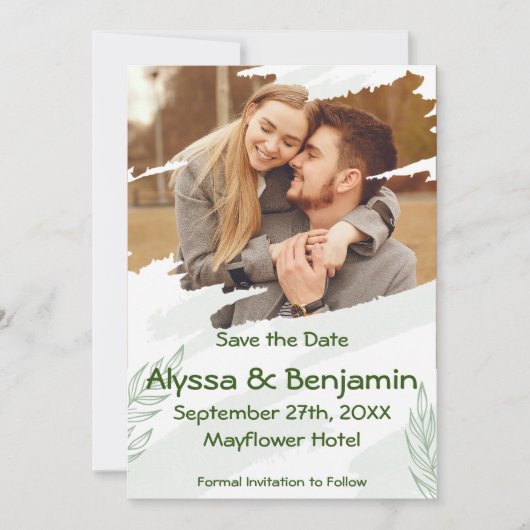 Green Torn Foto Save The Date (Vorderseite)