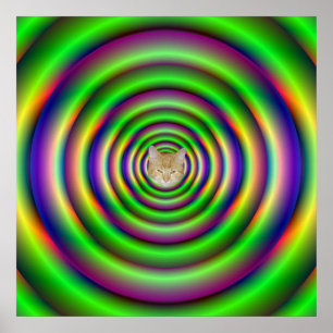 Green Torus Tunnel Poster + Katze