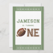 Green Touch Lines Football Einladung 1. Geburtstag (Rückseite)