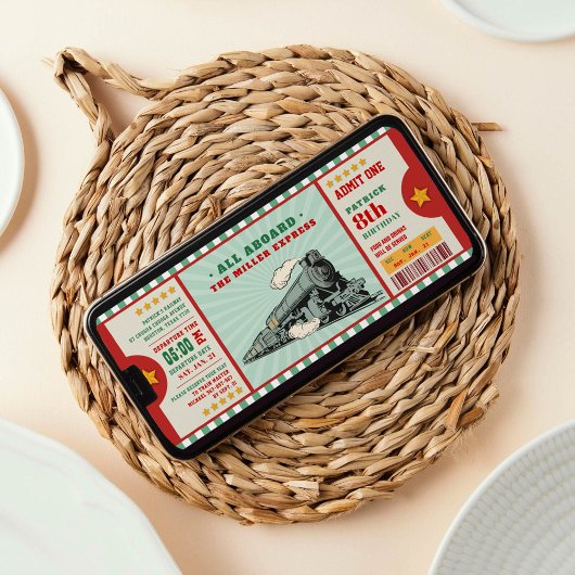 Green Tracket Geburtstag Boarding Pass Einladung