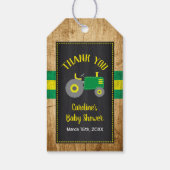 Green Tractor Baby Showdusche Gefallen Tag Geschenkanhänger (Rückseite)