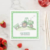Green Tractor birthday napkins checkered gingham Serviette (Beispiel)