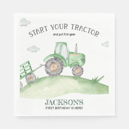Green Tractor birthday napkins Serviette (Vorderseite)