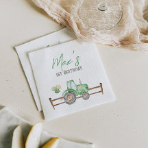 Green Tractor Birthday Napkins